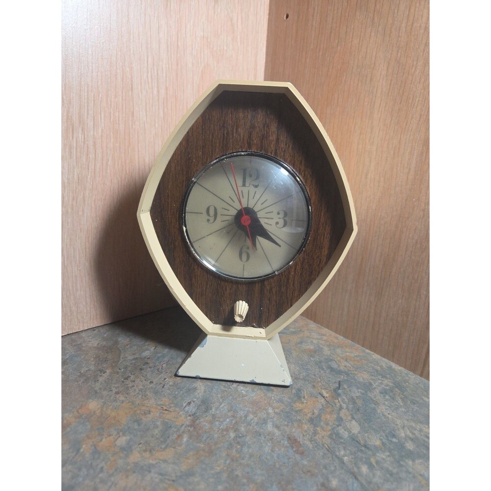 Brown & Bigelow Modern Mid Century Art Deco Desk Clock Alarm Clock with Light